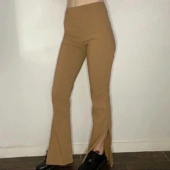 Tan brown flare pants. - Picture 2 of 5